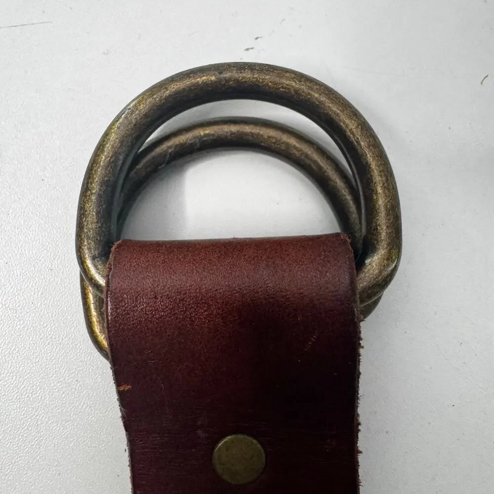 Vtg Tommy Hilfiger Brown Braided Leather Belt Brass Hardware Sz 44